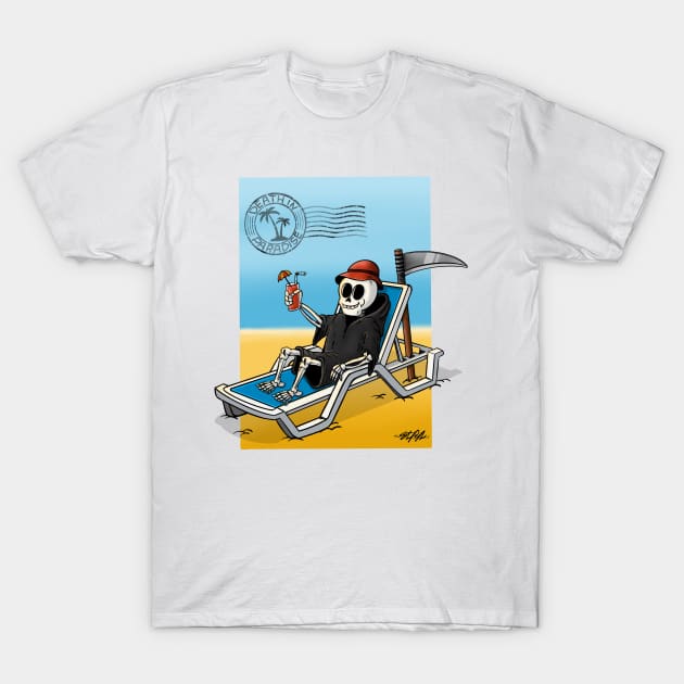 Death in Paradise - Grim Reaper on a break T-Shirt by madebystfn